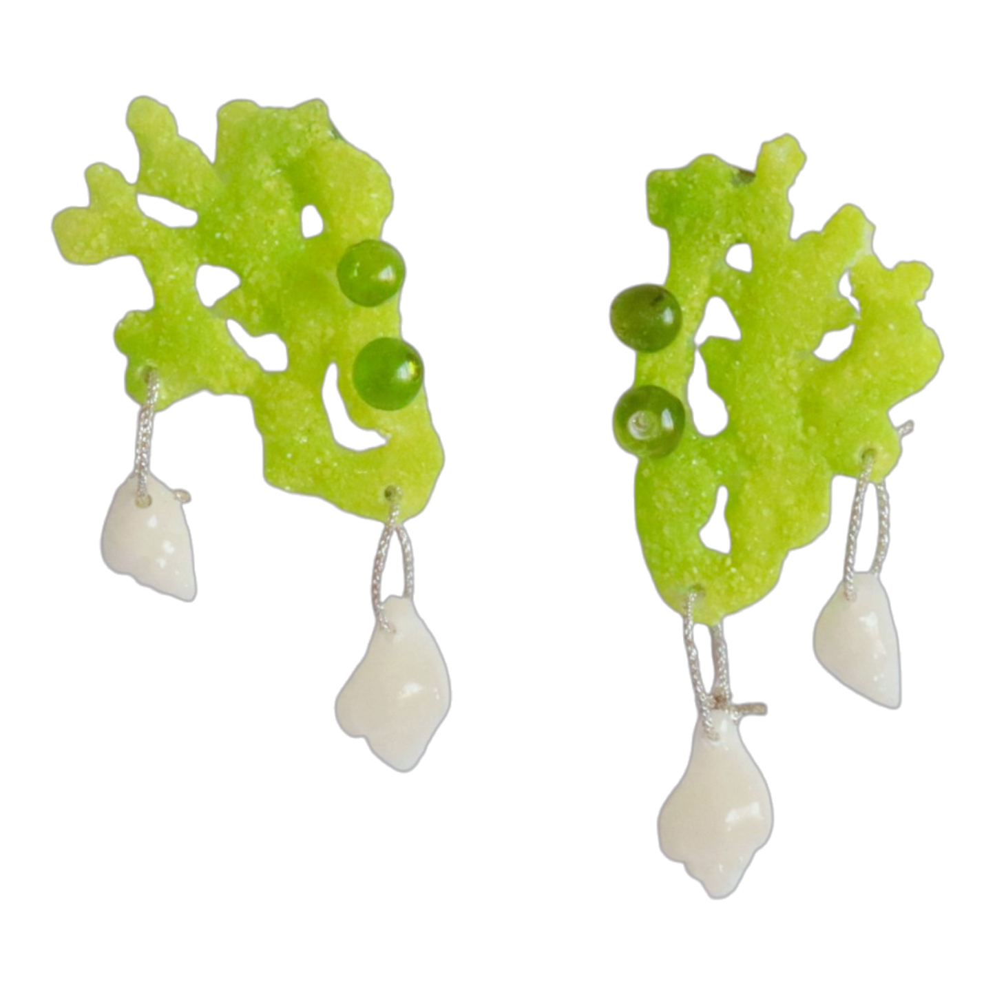 Pendientes Corales verdes de Antorcha de Plata