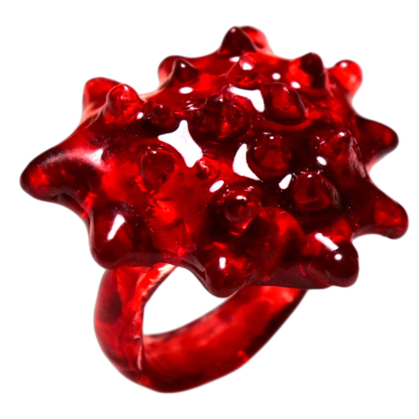 Anillo Coraza Rojo, anillo artesanal de resina modelado a mano de Antorcha de Plata - imagen 1