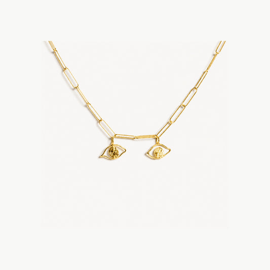 COLLAR DOBLE PUPILA - chapado en oro