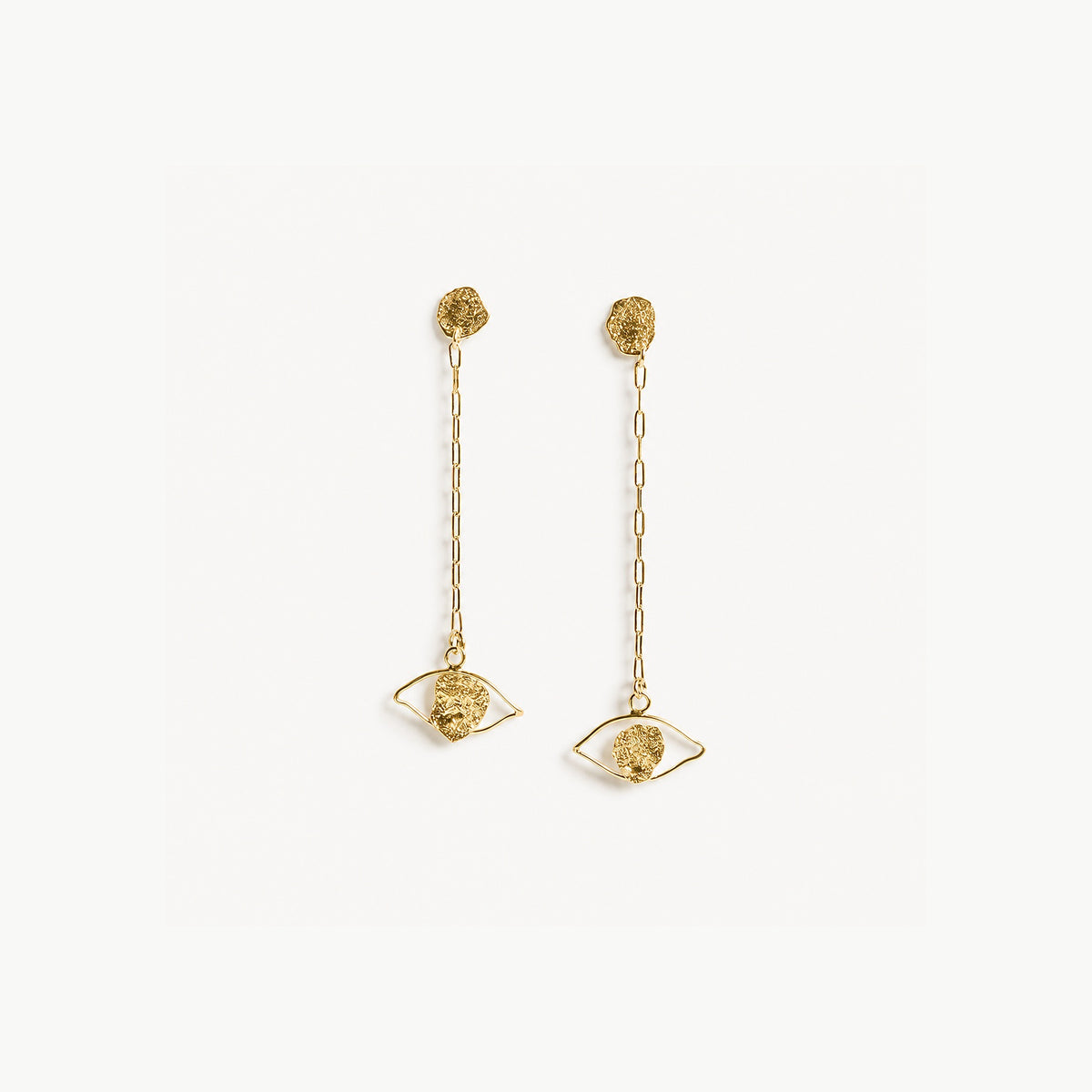 PENDIENTES PUPILAS CADENA - chapado en oro