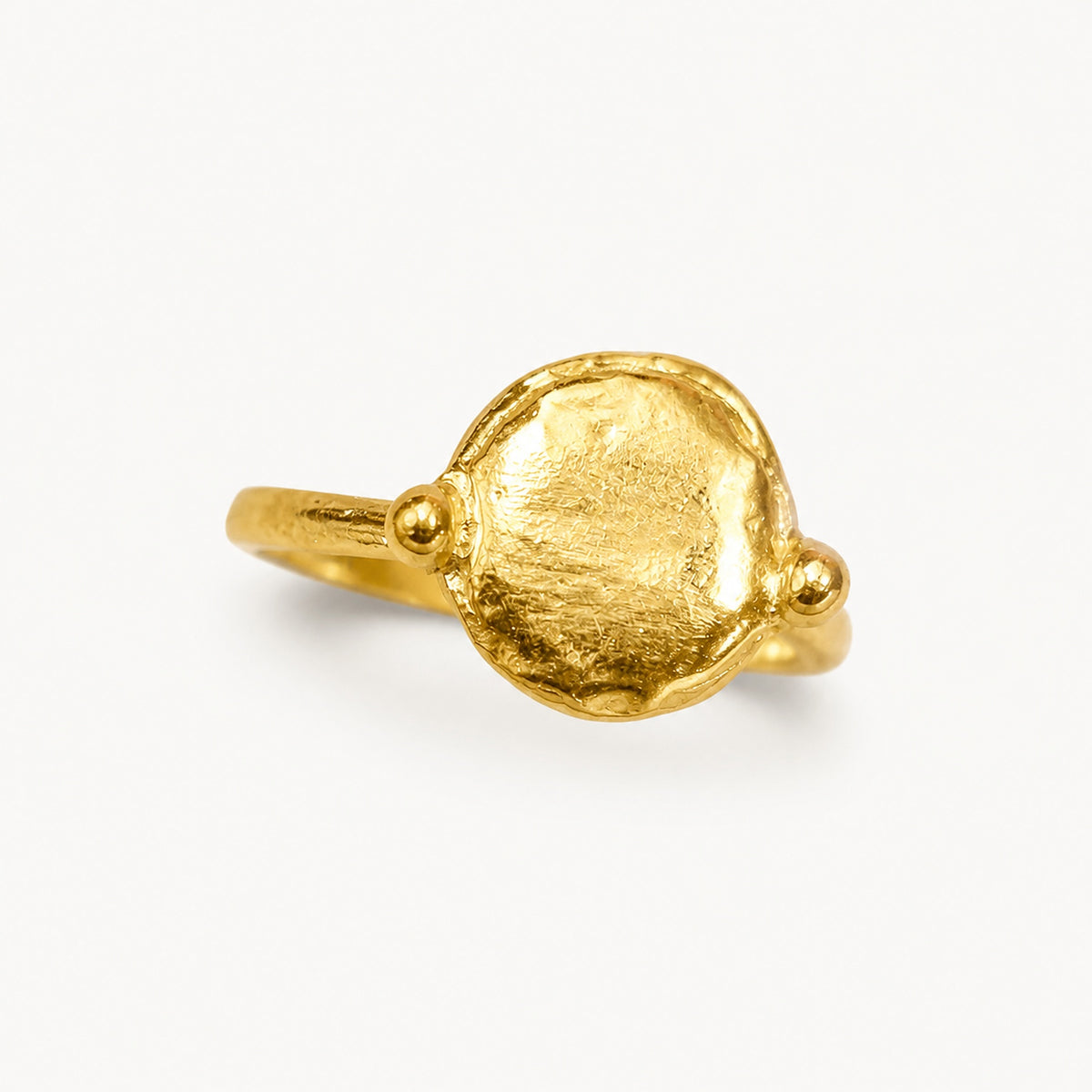 Chapado en oro - ANILLO SELLO REDONDO | Antorcha de Plata