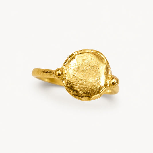 Chapado en oro - ANILLO SELLO REDONDO | Antorcha de Plata