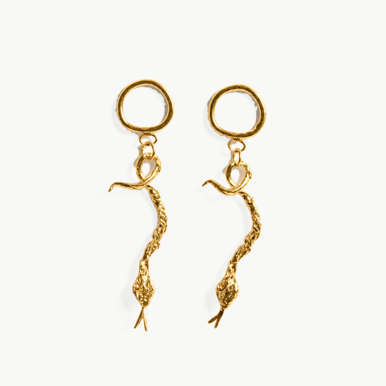 PENDIENTES SERPIENTE LAVA CON ARO (por encargo) chapado en oro
