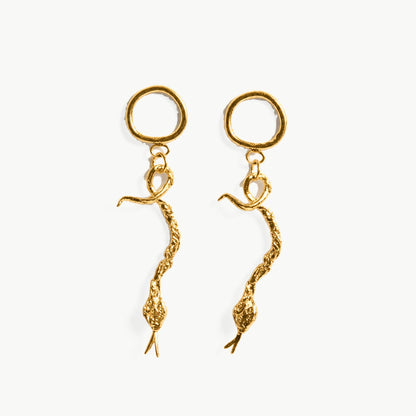 PENDIENTES SERPIENTE LAVA CON ARO (por encargo) chapado en oro