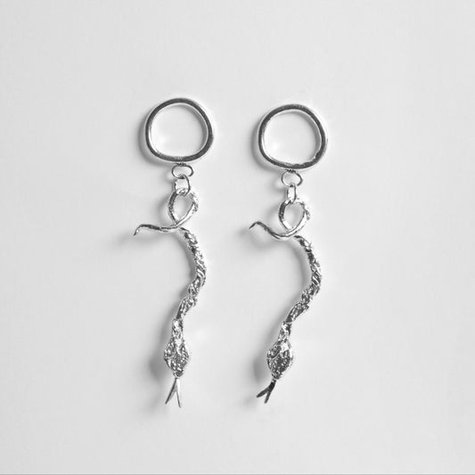 PENDIENTES SERPIENTE LAVA CON ARO (por encargo)