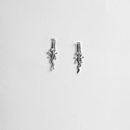 Pendientes Cocodrilo (Por Encargo), pendientes artesanal de plata de ley de Antorcha de Plata
