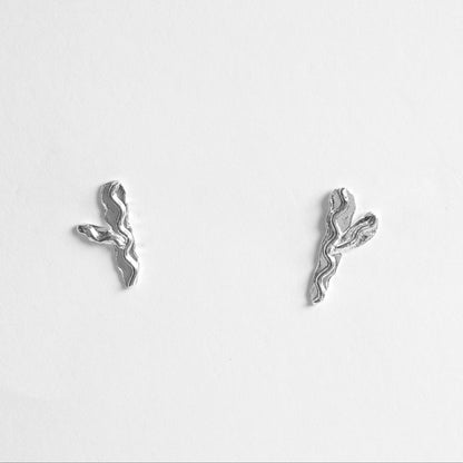 Pendientes Cactus Pequeños, pendientes artesanal de plata de ley de Antorcha de Plata