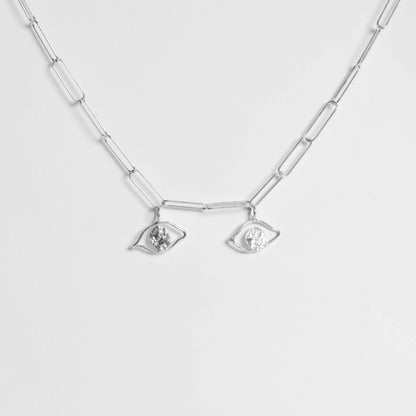 Collar Doble Pupila, joya artesanal de plata de ley de Antorcha de Plata