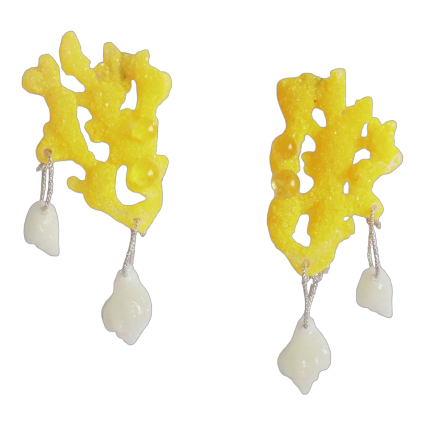 Pendientes Corales amarillos de Antorcha de Plata