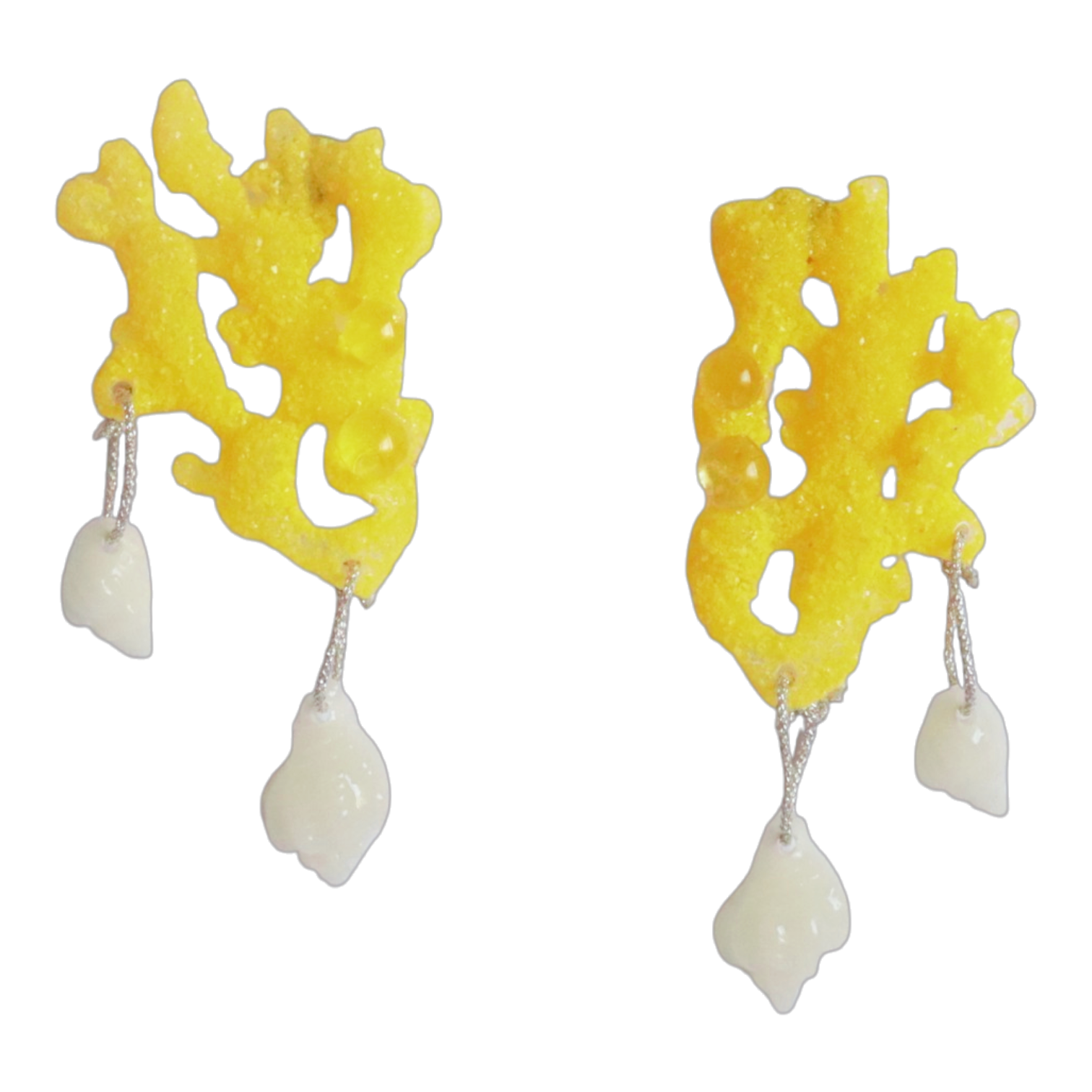 Pendientes Corales amarillos de Antorcha de Plata