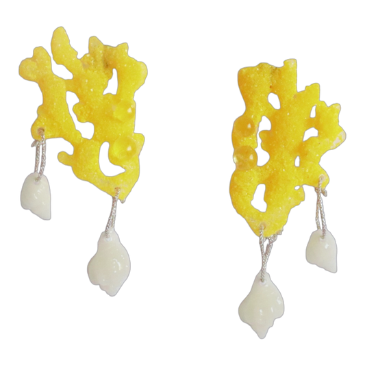Pendientes Corales amarillos de Antorcha de Plata