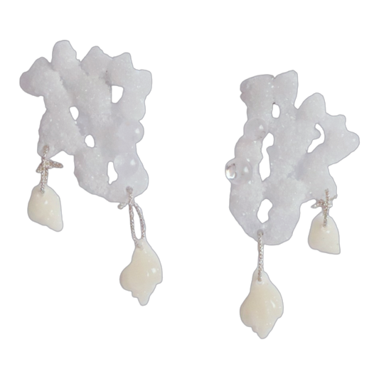 Pendientes Corales blancos de Antorcha de Plata