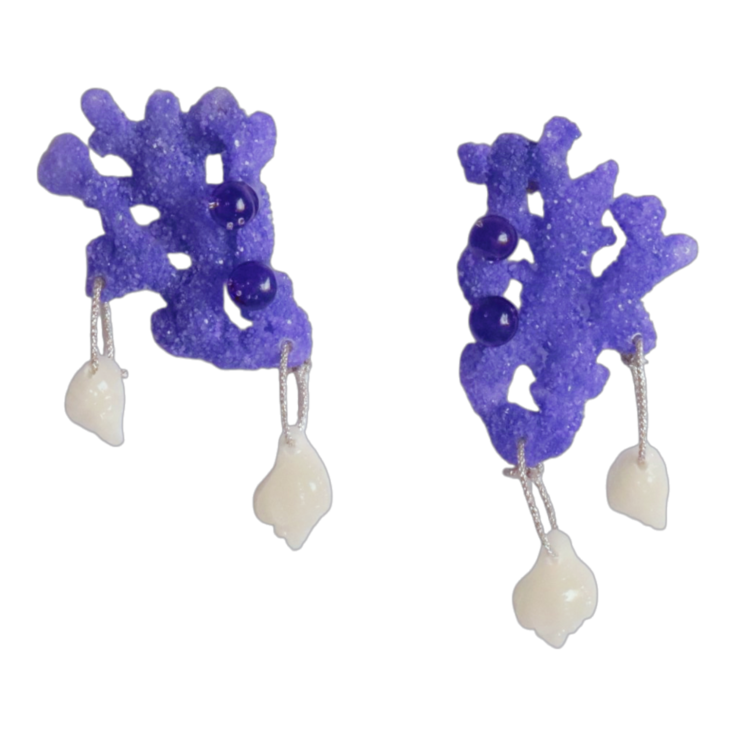 Pendientes Corales lila de Antorcha de Plata