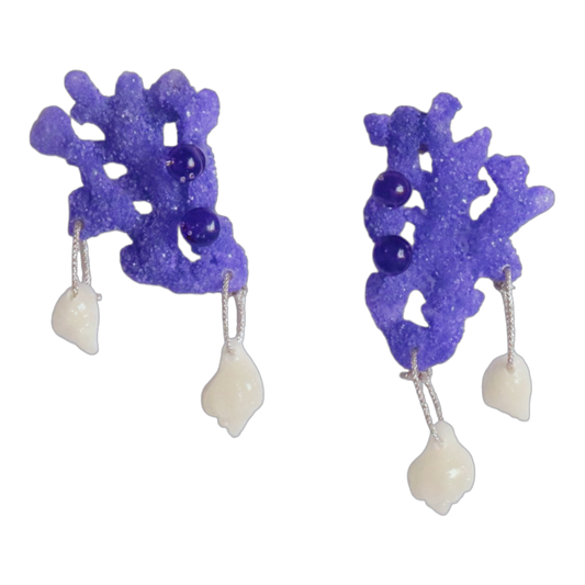 Pendientes Corales lila de Antorcha de Plata