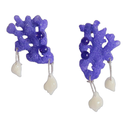 Pendientes Corales color lila de Antorcha de Plata