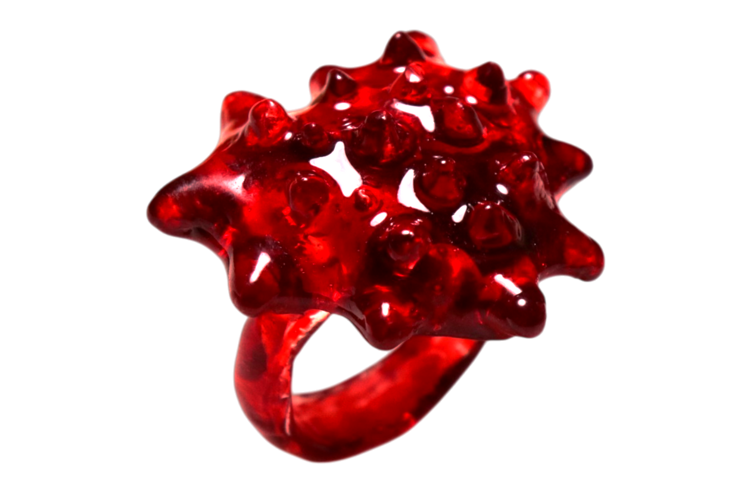Anillo Coraza Rojo, anillo artesanal de resina modelado a mano de Antorcha de Plata - imagen 1