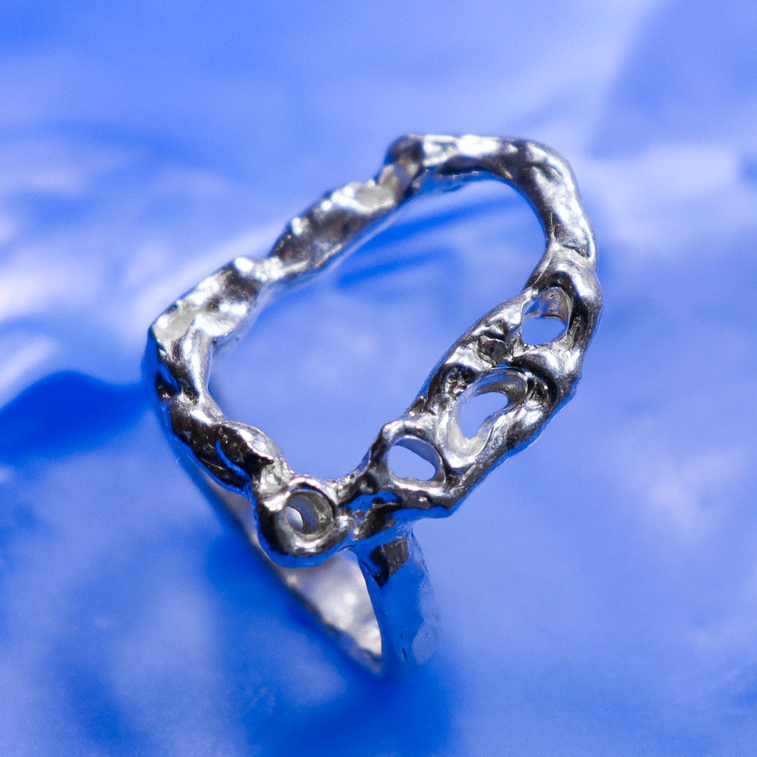 Anillo Viruta 01, anillo artesanal de plata de ley de Antorcha de Plata - imagen 1